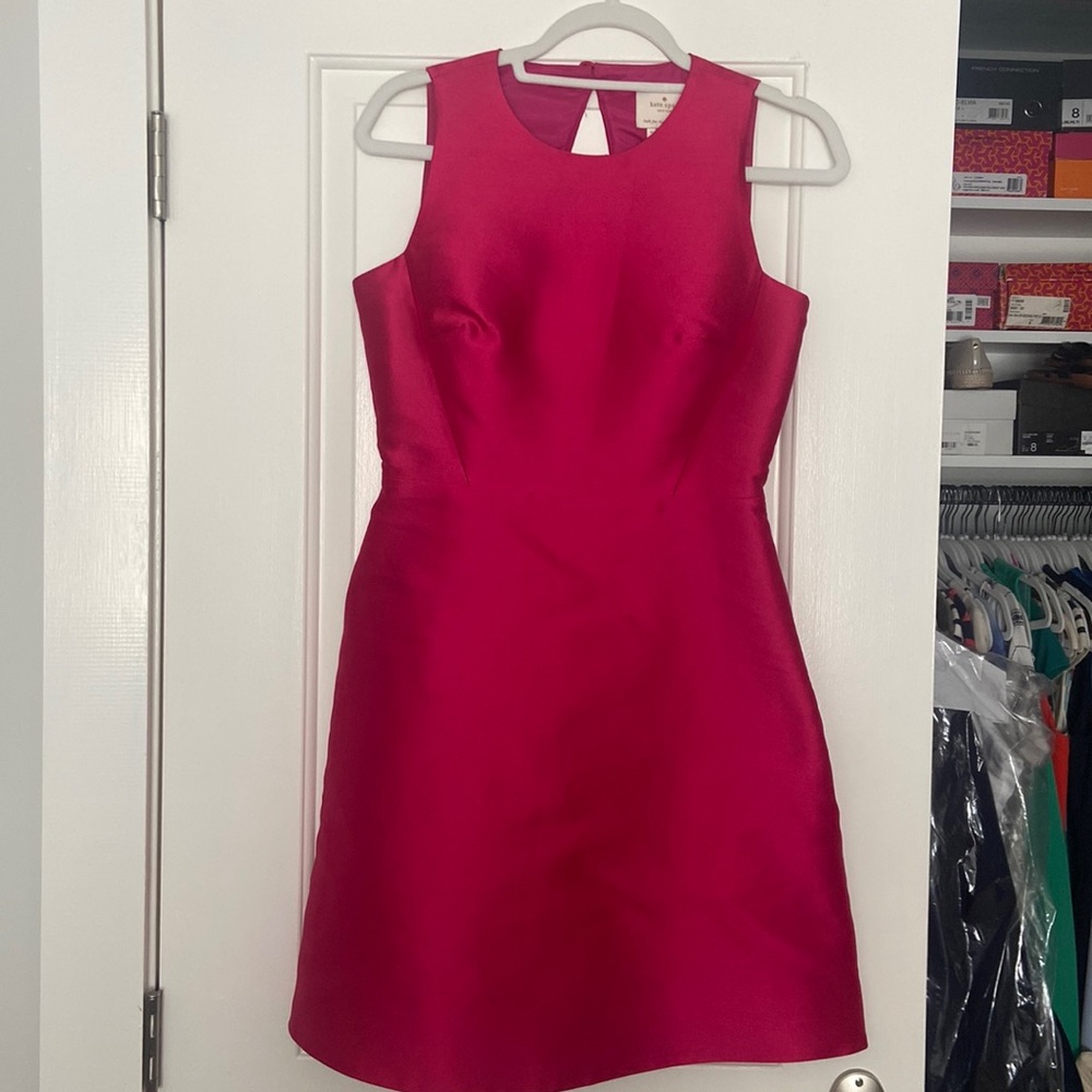 Kate Spade Fancy Meeting You Peek-a-Boo hot pink silk sheath dress NWOT 4